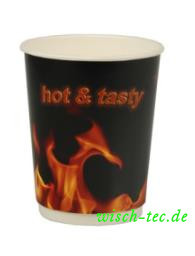 Trinkbecher / Thermobecher &quot;Hot &amp; Tasty&quot; 0,3l doppelwandig Schwarz 30 Stück